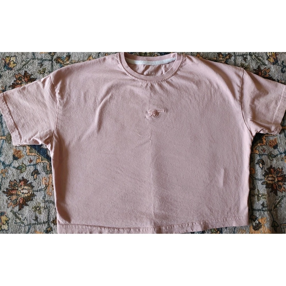 Arsenal Football Crop Top Pale Pink Gunners Cannon Logo Heavy Blend Size 10 Y2K
